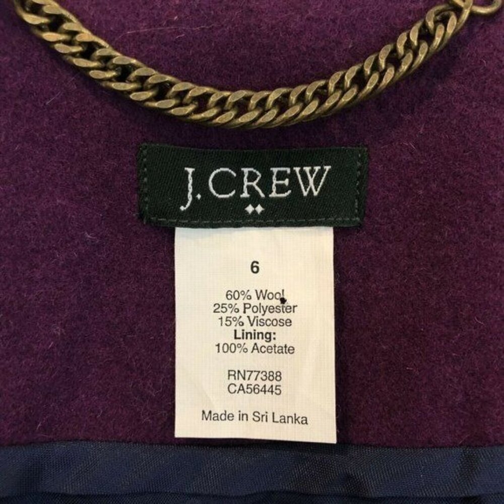 J.Crew Factory Size 6 Skirted Dress Coat Peacoat Wool Purple Mid Length Tailored - Picture 8 of 8